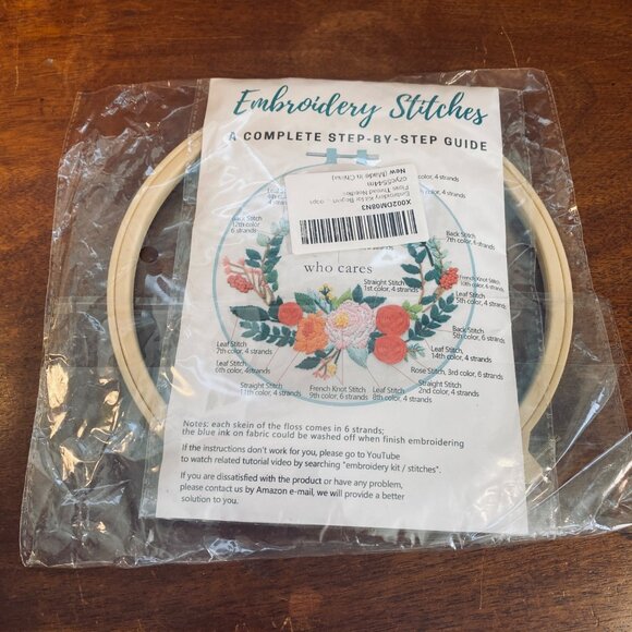Embroidery Stitches Kit With Hoop & Step-By-Step Guide For Beginners - Picture 1 of 5